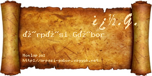 Árpási Gábor névjegykártya